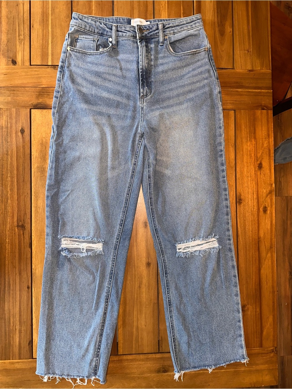 True Craft Light Blue Straight-Leg Distressed Jeans